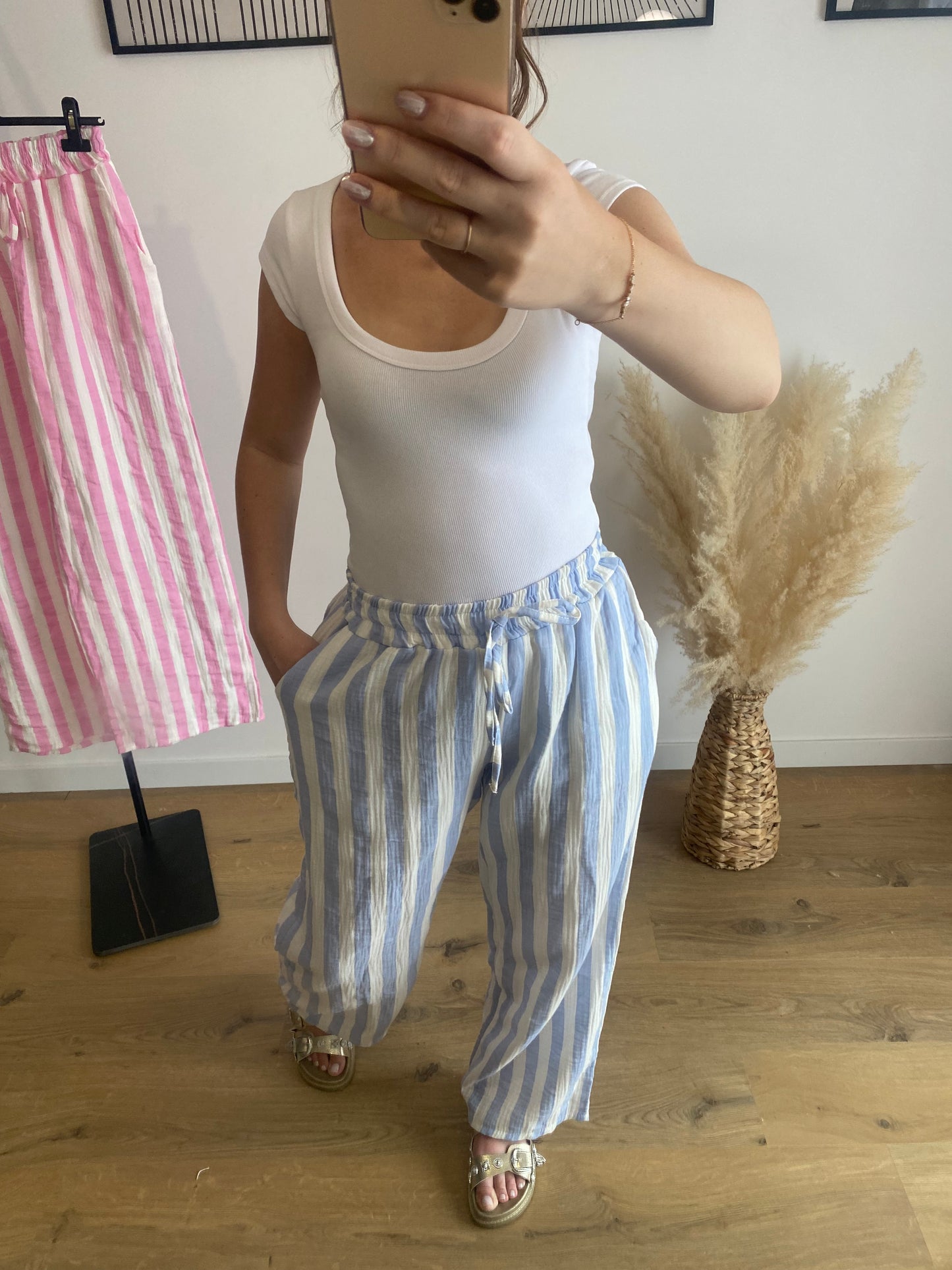 Pantalon rayé Gaz de coton