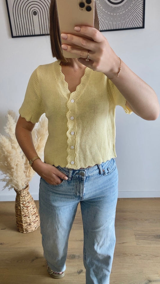 Top en maille jaune