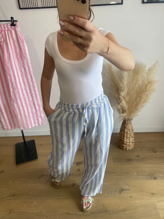 Pantalon rayé Gaz de coton